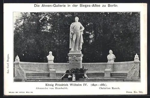 AK Berlin-Tiergarten, Sieges-Allee, Ahnen-Galerie, König Friedrich Wilhelm IV.