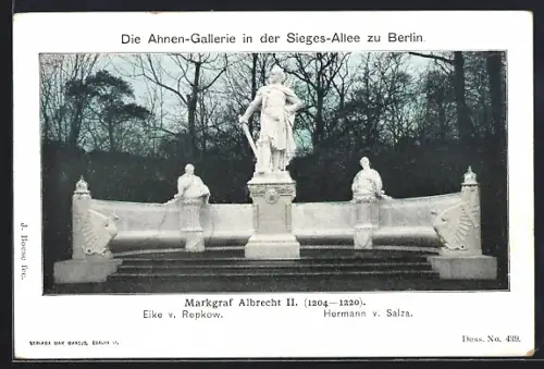 AK Berlin-Tiergarten, Siegesallee, Ahnen-Galerie, Markgraf Albrecht II.