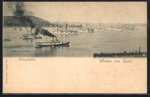 AK Kiel, Kriegshafen mit Schiffen