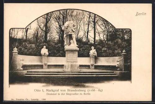 AK Berlin-Tiergarten, Sieges-Allee, Denkmal Otto I., Markgraf von Brandenburg