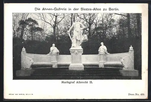 AK Berlin-Tiergarten, Siegesallee, Ahnen-Galerie, Markgraf Albrecht II.