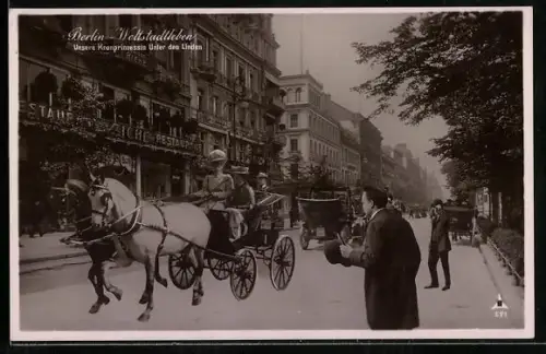 AK Fotomontage Berlin, Die Kronprinzessin in der Kutsche Unter den Linden