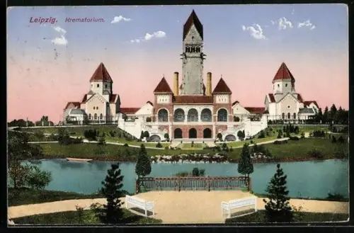 AK Leipzig, Krematorium mit Urnenhain
