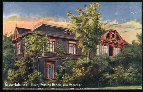 AK Gross-Tabarz in Thür., Hotel-Pension Villa Voelcker
