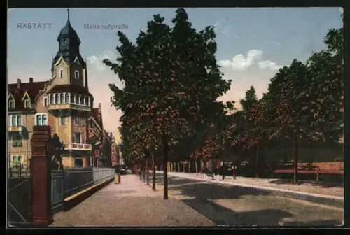 AK Rastatt, Blick in die Bahnhofstrasse
