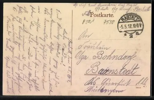 AK Rastatt, Bahnhofstrasse mit Passanten