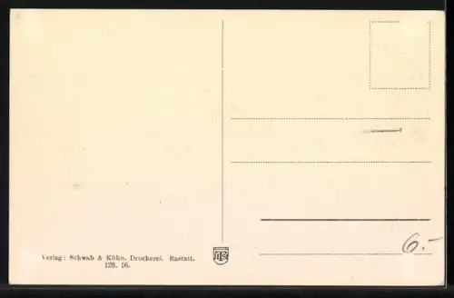 AK Rastatt, Strassenpartie mit Reichspost