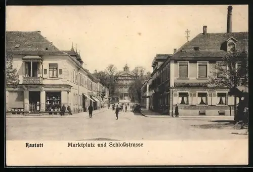 AK Rastatt, Marktplatz und Schlossstrasse