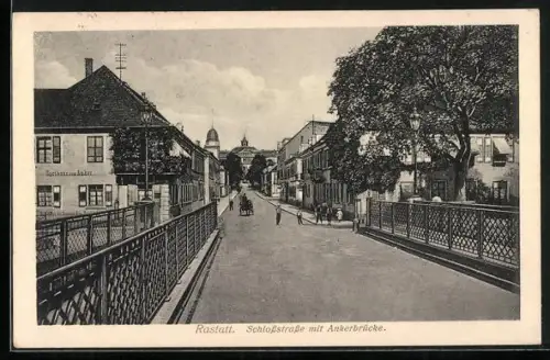 AK Rastatt, Schlossstrasse mit Ankerbrücke