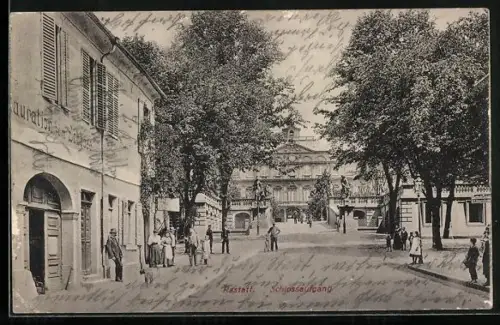 AK Rastatt, Strassenpartie mit Schlossaufgang