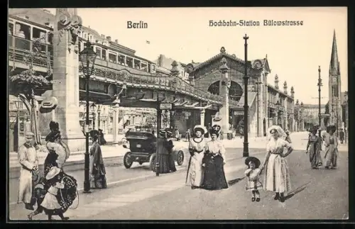 AK Berlin-Schöneberg, Partie an der Hochbahn-Station Bülowstrasse