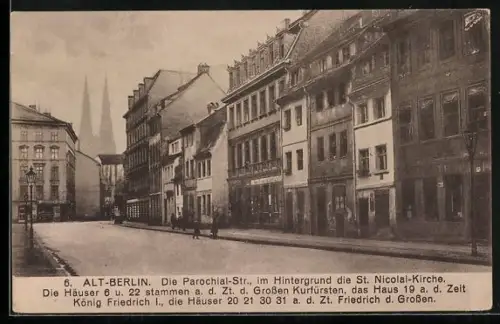 AK Berlin, Parochial-Strasse, im Hintergrund die St. Nicolai-Kirche