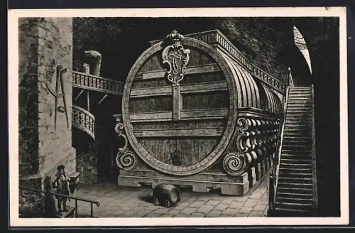 AK Heidelberg, das Grosse Fass im Schloss Heidelberg
