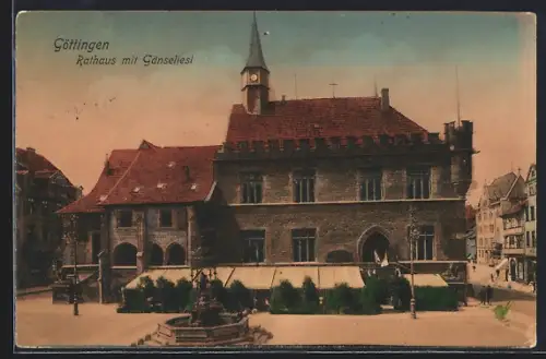 AK Göttingen, Rathaus mit Gänseliesl