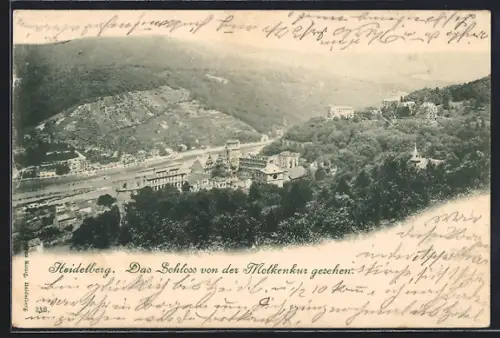 AK Heidelberg, Schloss von der Molkenkur gesehen