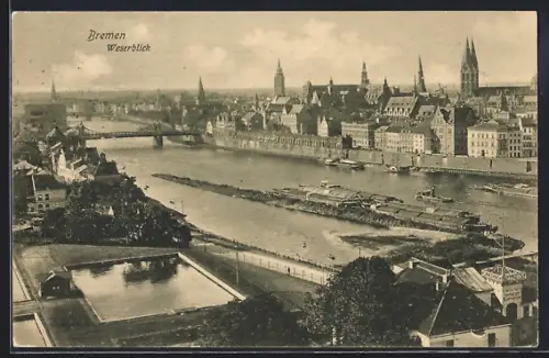 AK Bremen, Gesamtansicht mit Wasserbecken