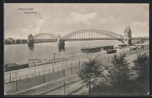 AK Düsseldorf, Blick auf die Rheinbrücke
