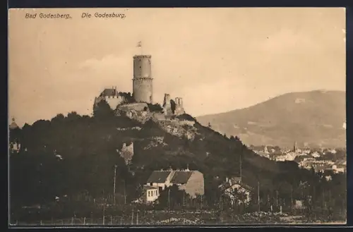 AK Bad Godesberg, Ortsansicht mit Godesburg