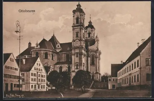 Künstler-AK Eugen Felle: Ottobeuren, Blick zur Kirche