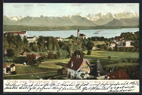 AK Starnberg, Partie mit Blick ins Gebirge