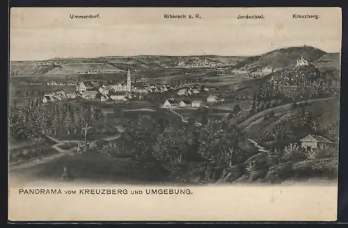AK Biberach a. R., Panorama v. Kreuzberg u. Umgebung