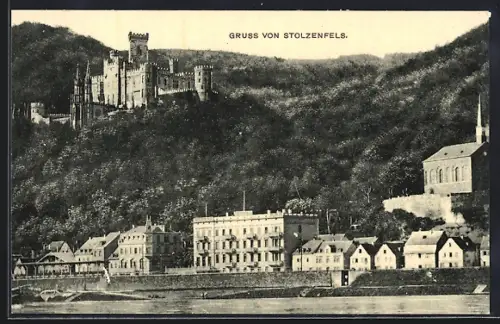 AK Stolzenfels, Teilansicht mit Burg