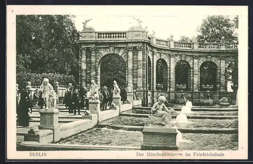AK Berlin-Friedrichshain, Partie am Märchenbrunnen