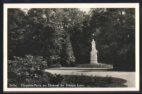 AK Berlin, Tiergarten-Partie am Denkmal der Königin Luise