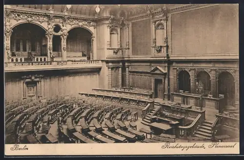 AK Berlin-Tiergarten, Reichstagsgebäude, Plenar-Saal