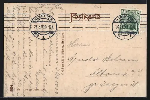 AK Hannover, Neues Rathaus und Denkmal Rudolf v. Bennigsen