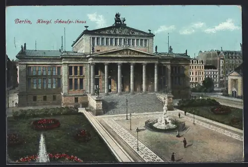 AK Berlin, Königl. Schauspielhaus und Denkmal, Gendarmenmarkt