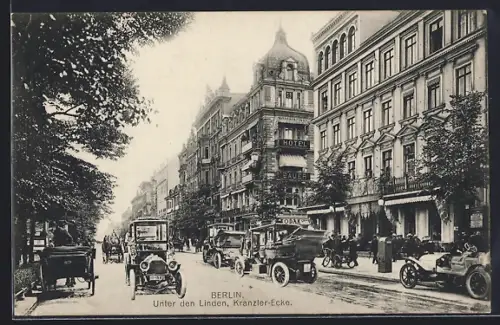 AK Berlin, Unter den Linden mit Kranzler-Ecke und Geschäften