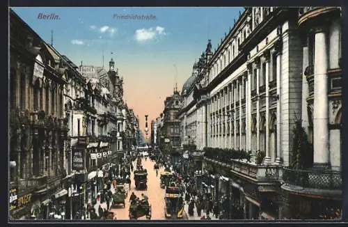 AK Berlin, Friedrichstrasse, Hotel Silesia, Bus