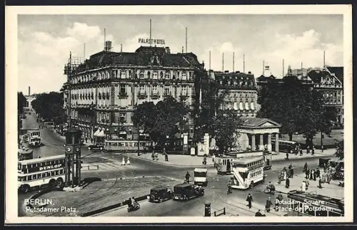 AK Berlin-Tiergarten, Potsdamer Platz aus der Vogelschau, mit Palast-Hotel