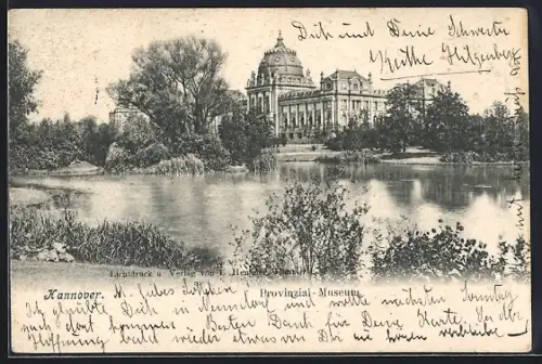 AK Hannover, Provinzial-Museum vom Wasser aus