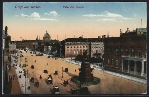 AK Berlin, Unter den Linden aus der Vogelschau