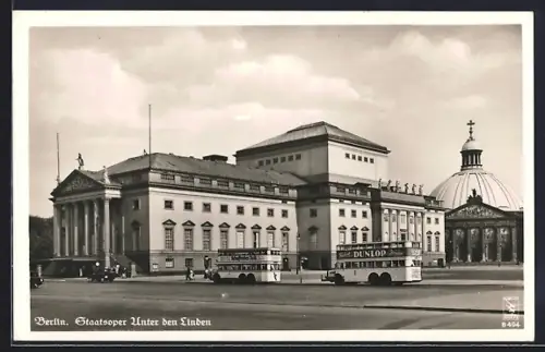 AK Berlin, Staatsoper unter den Linden mit Autobussen
