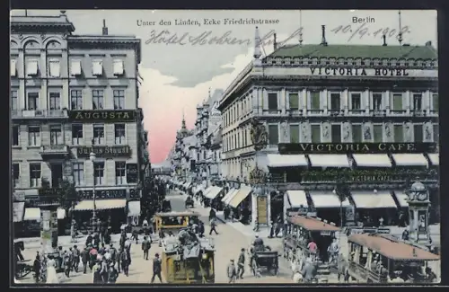 AK Berlin, Unter den Linden Ecke Friedrichstrasse