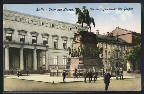 AK Berlin, Unter den Linden, Denkmal Friedrichs des Grossen