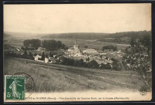 AK Rupt-en-Woevre, Vue d`ensemble du Quartier Nord, sur la Trouée d`Amblonville