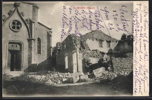 AK St-Julien, Teilansicht mit Ruinen