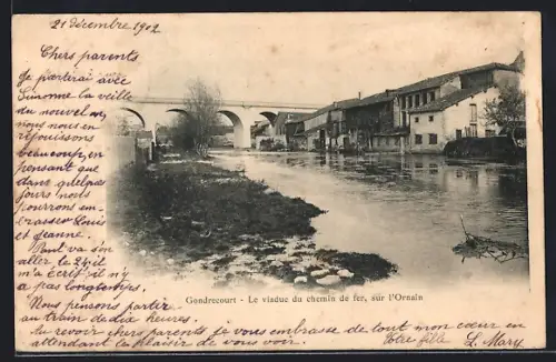 AK Gondrecourt, Le viaduc du chemin de fer, sur l`Ornain