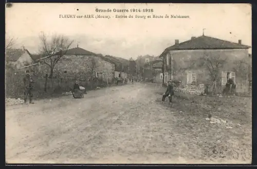 AK Fleury-sur-Aire, Entrée du Bourg et Route de Nubécourt