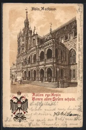 AK Köln, Das Rathaus mit Wappen