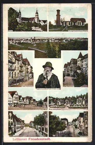 AK Freudenstadt, Hotel Palmenwald, Kirche, Markt