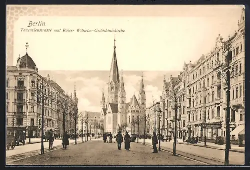 AK Berlin-Charlottenburg, Tauentzienstrasse und Kaiser Wilhelm-Gedächtniskirche, Mitteldeutsche Kreditbank