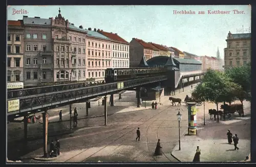 AK Berlin-Kreuzberg, Hochbahn am Kottbuser Tor