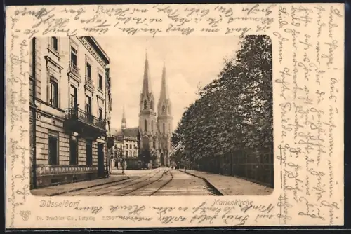 AK Düsseldorf, Blick auf die Marienkirche