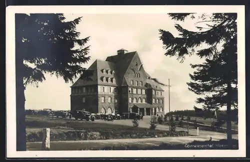 AK Oberwiesenthal / Sachsen, Hiekebaude, Hieke's Unterkunftshaus am Fichtelberg