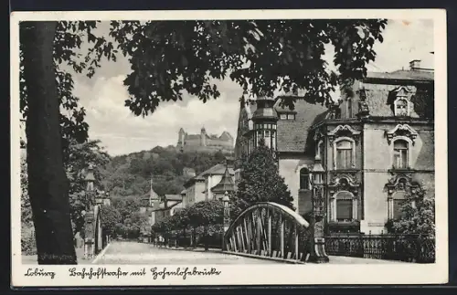 AK Coburg, Bahnhofstrasse mit Hohenlohebrücke